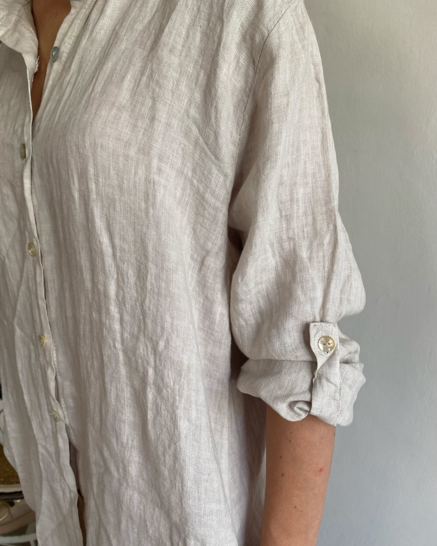 Chemisier lungo lino con manica arrotolata e tasche laterali art.197 CHEAP&CHIC
