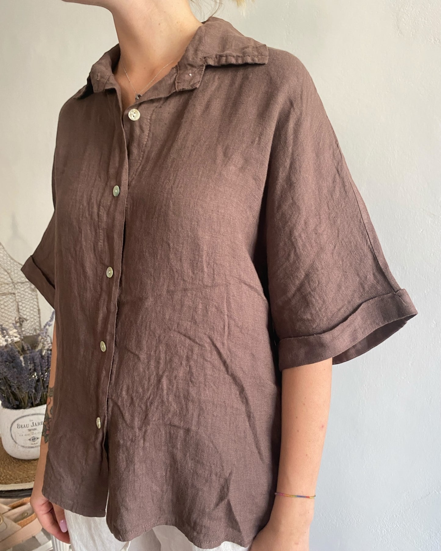 Camicia lino manica corta art. 5028 CHEAP&CHIC