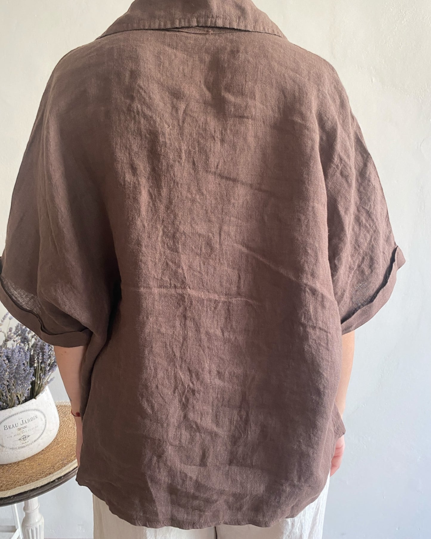 Camicia lino manica corta art. 5028 CHEAP&CHIC