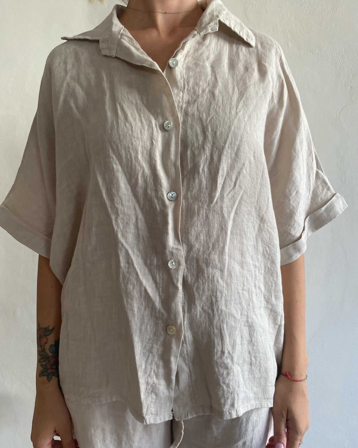 Camicia lino manica corta art. 5028 CHEAP&CHIC