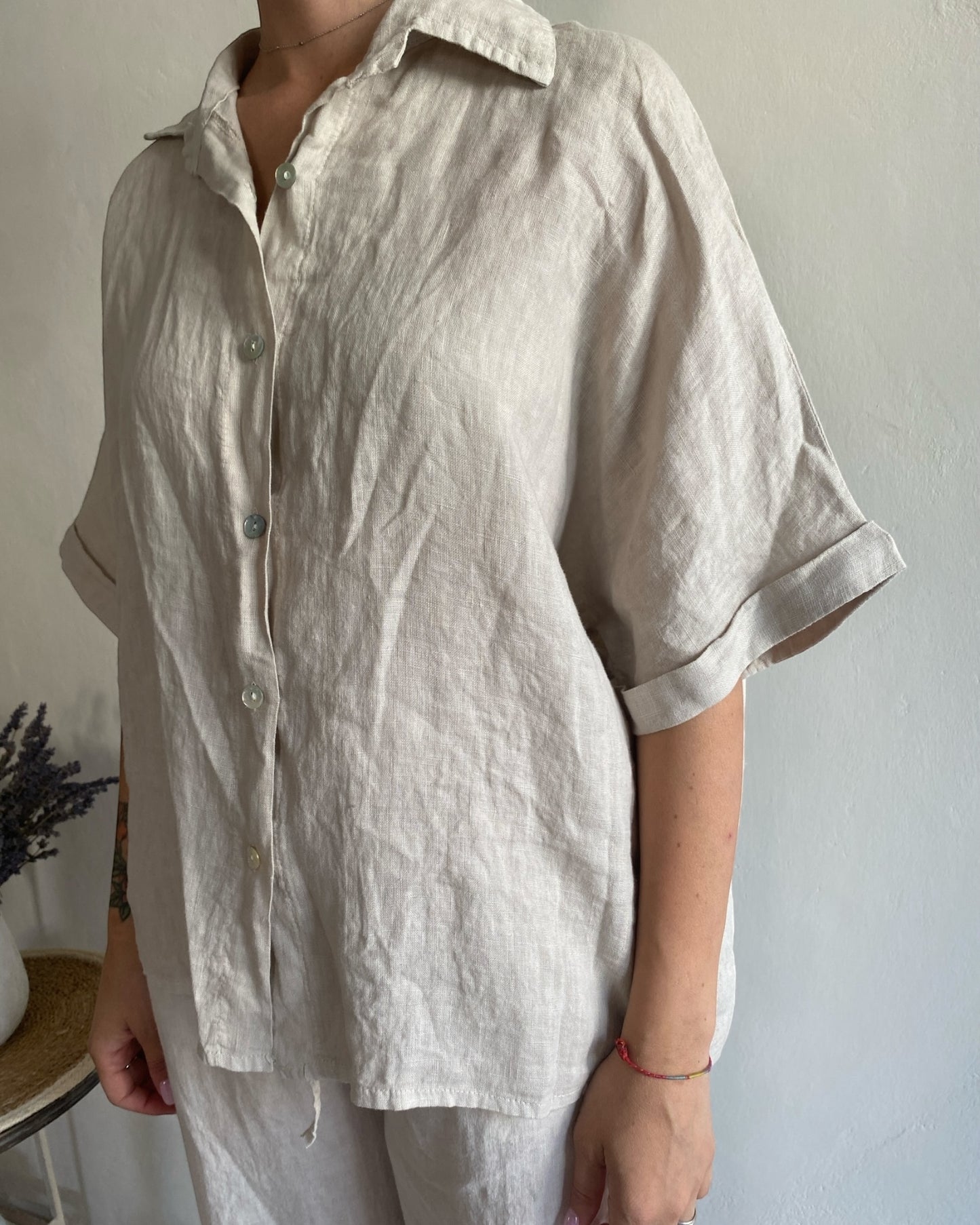 Camicia lino manica corta art. 5028 CHEAP&CHIC