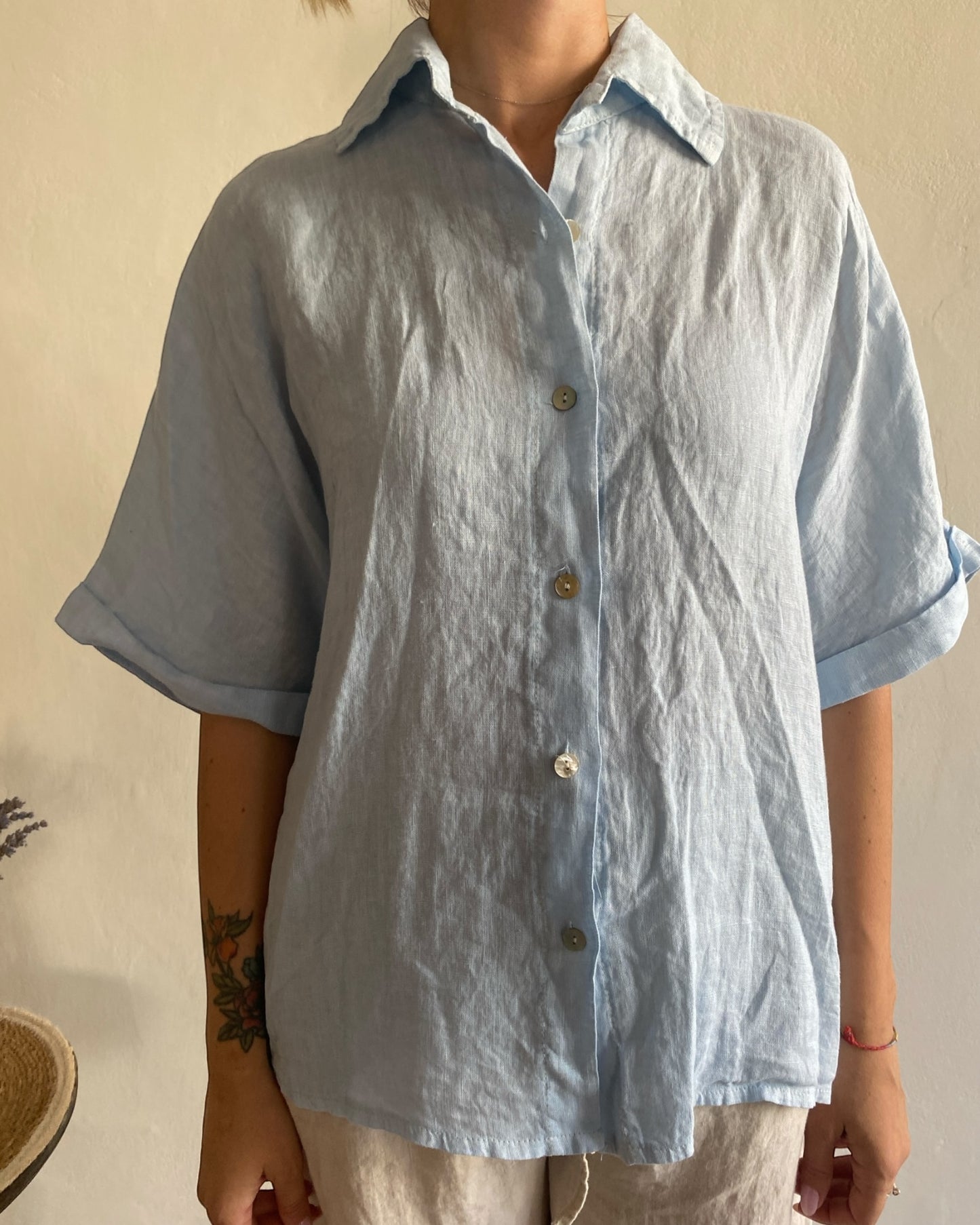 Camicia lino manica corta art. 5028 CHEAP&CHIC