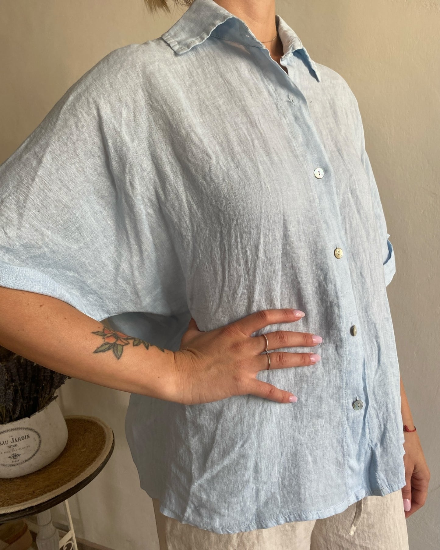 Camicia lino manica corta art. 5028 CHEAP&CHIC