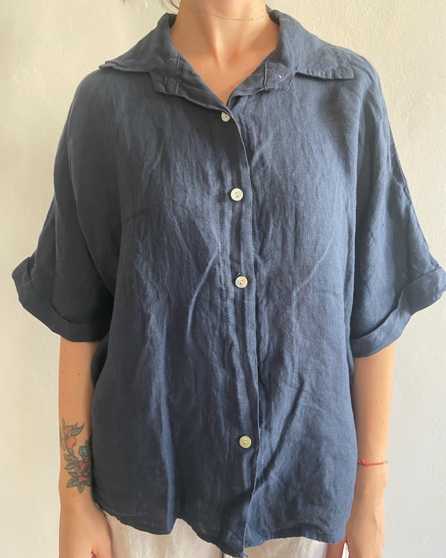 Camicia lino manica corta art. 5028 CHEAP&CHIC