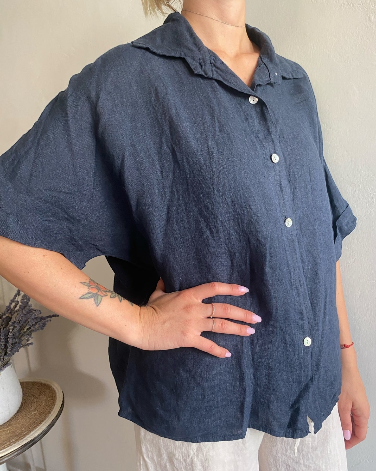 Camicia lino manica corta art. 5028 CHEAP&CHIC