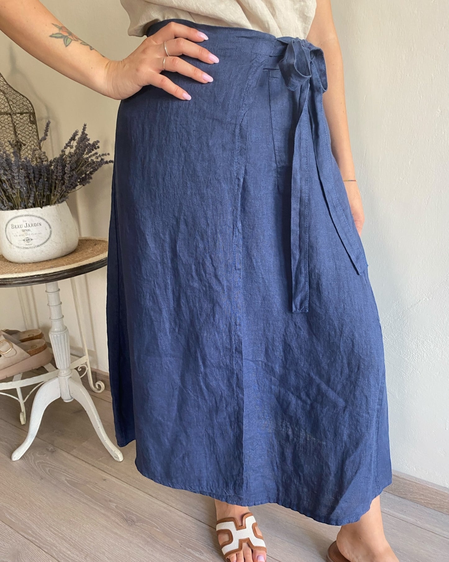 Gonna lino con fiocco art. 6810 CHEAP&CHIC