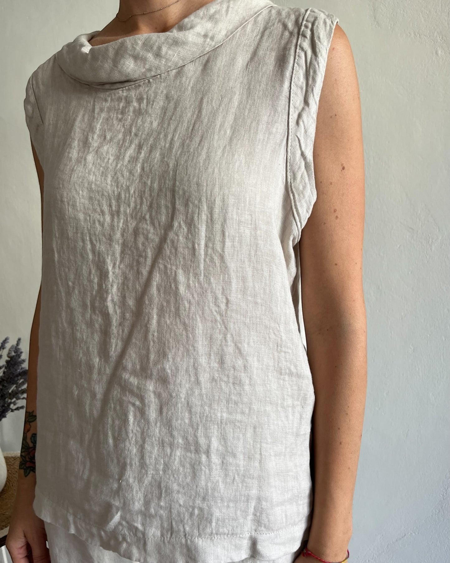 Canotta lino scollo rotondo art. 7352 CHEAP&CHIC