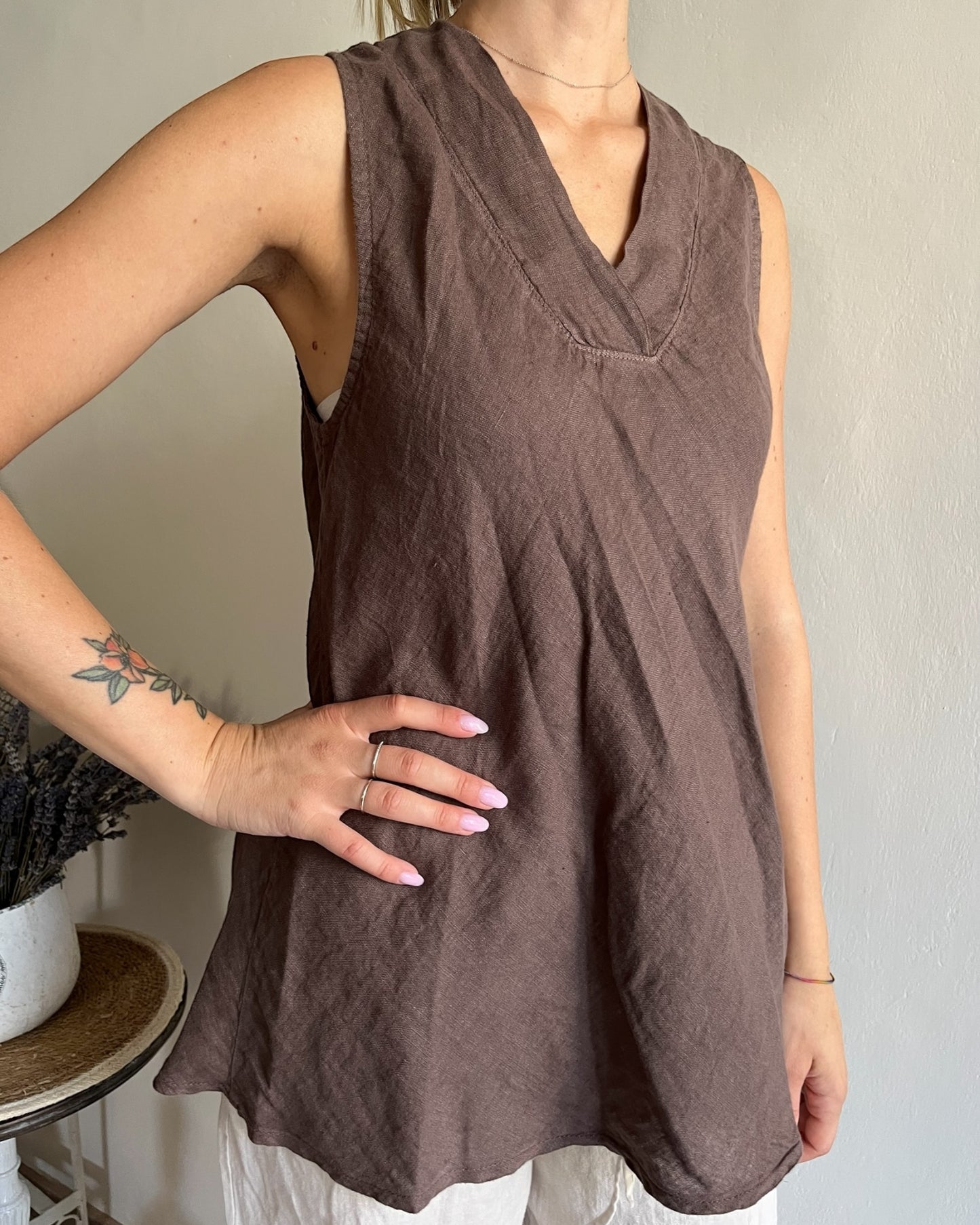 Top lino scollo V art. 6294 CHEAP&CHIC