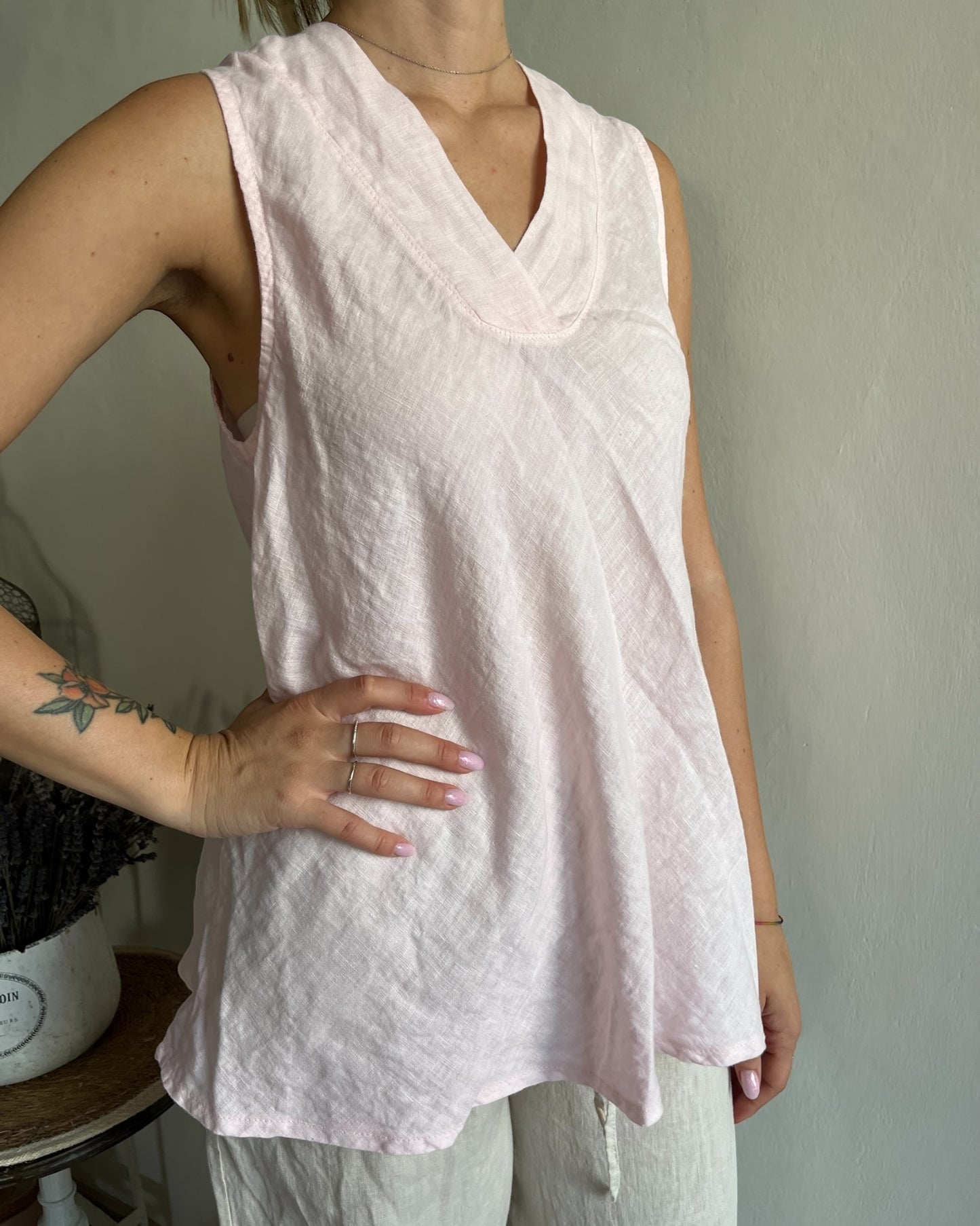 Top lino scollo V art. 6294 CHEAP&CHIC