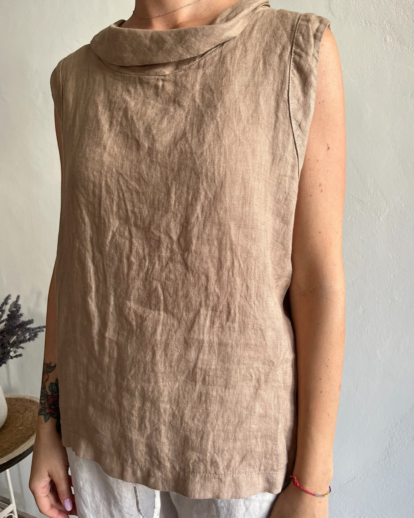 Canotta lino scollo rotondo art. 7352 CHEAP&CHIC