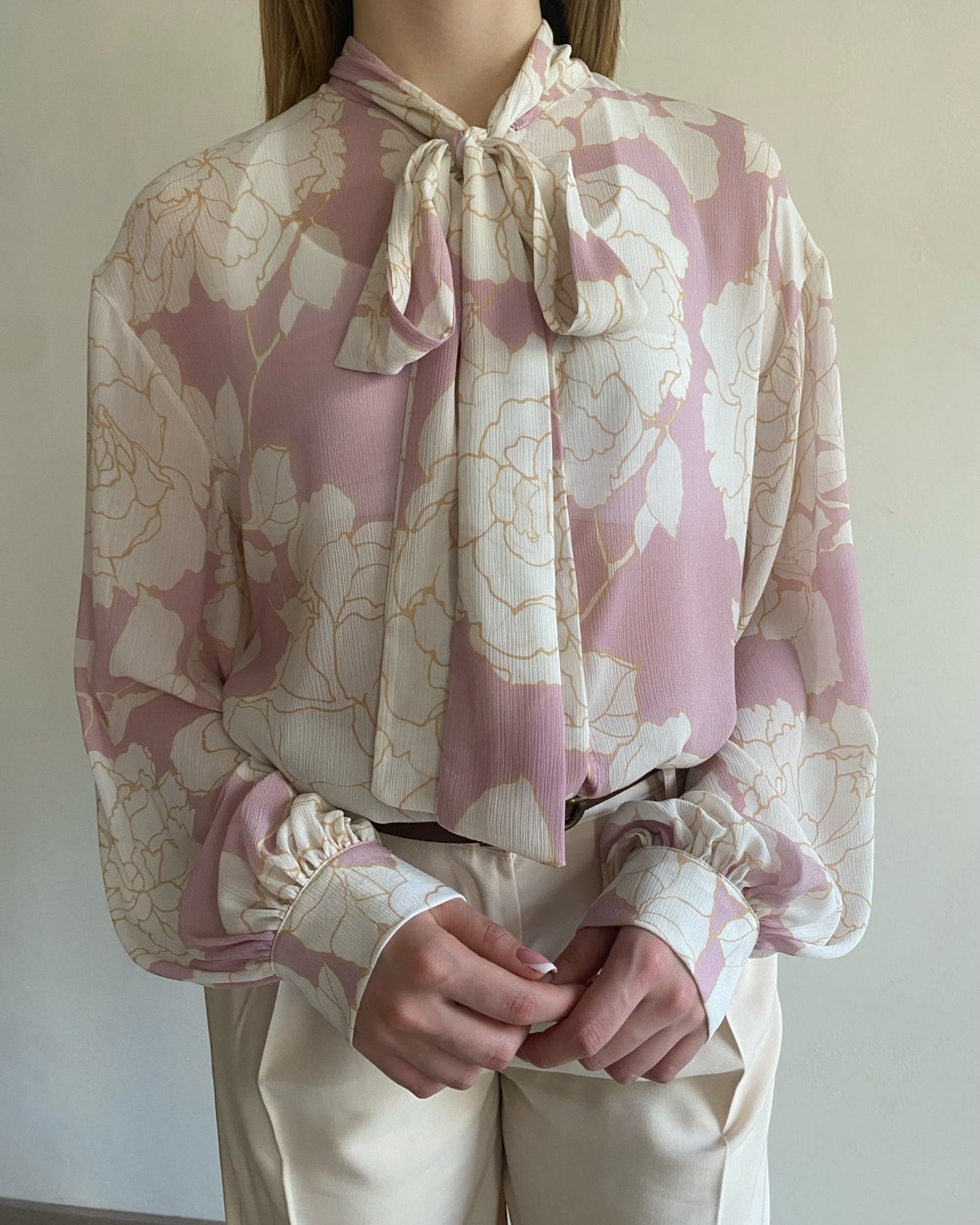 Camicia floreale con fiocco art. S25C076 CAMP TENSIONE IN