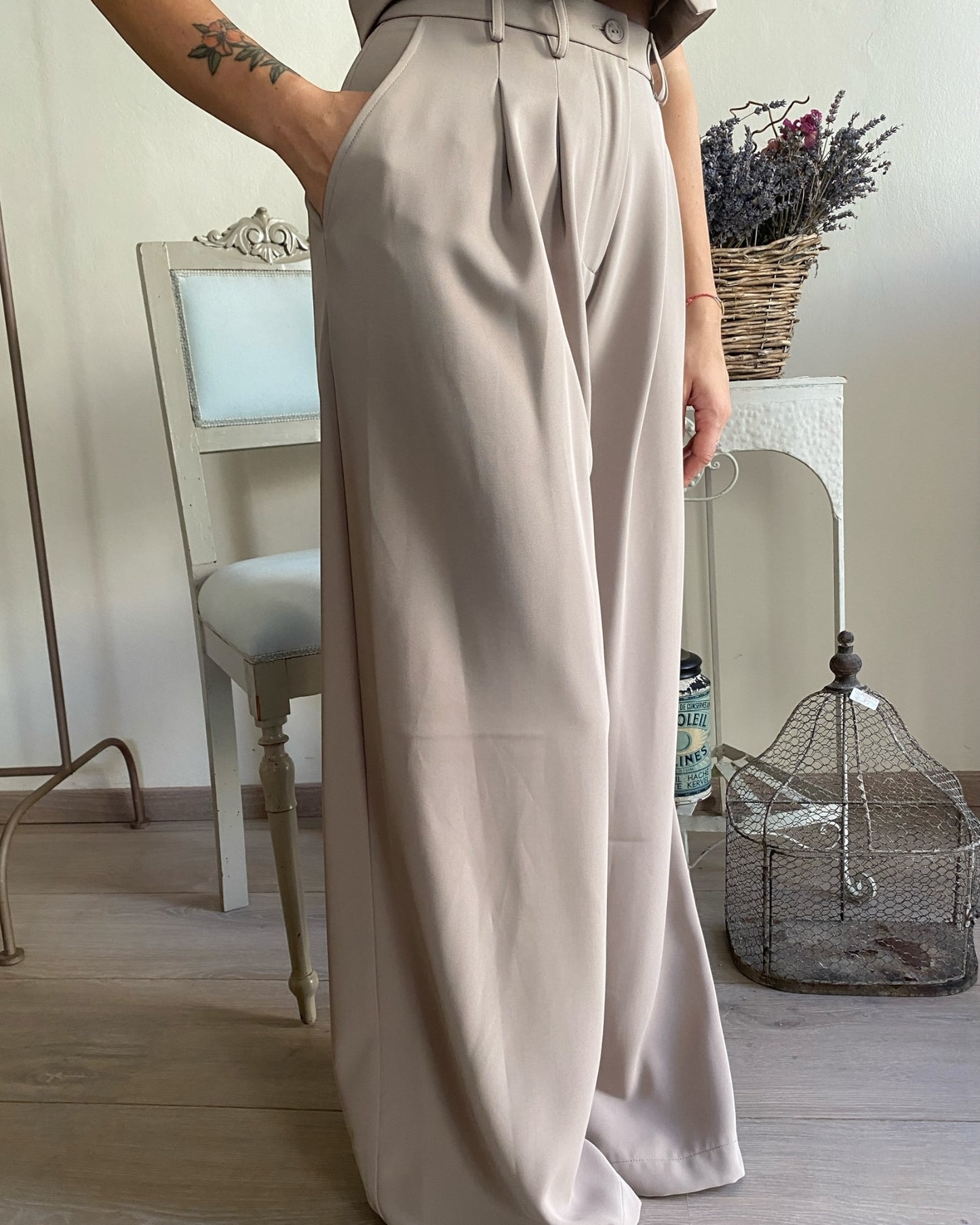 Pantalone palazzo con pences art. P975FF93N PLEASE