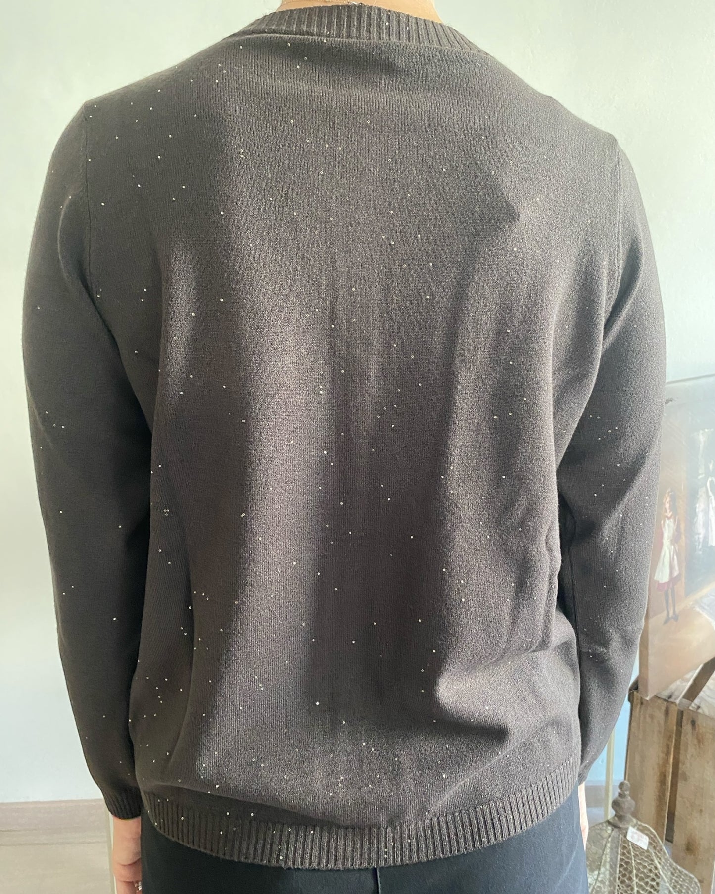 Cardigan corto con micro paillettes art.L129YBF AZALEA Lola di Sandro ferrone