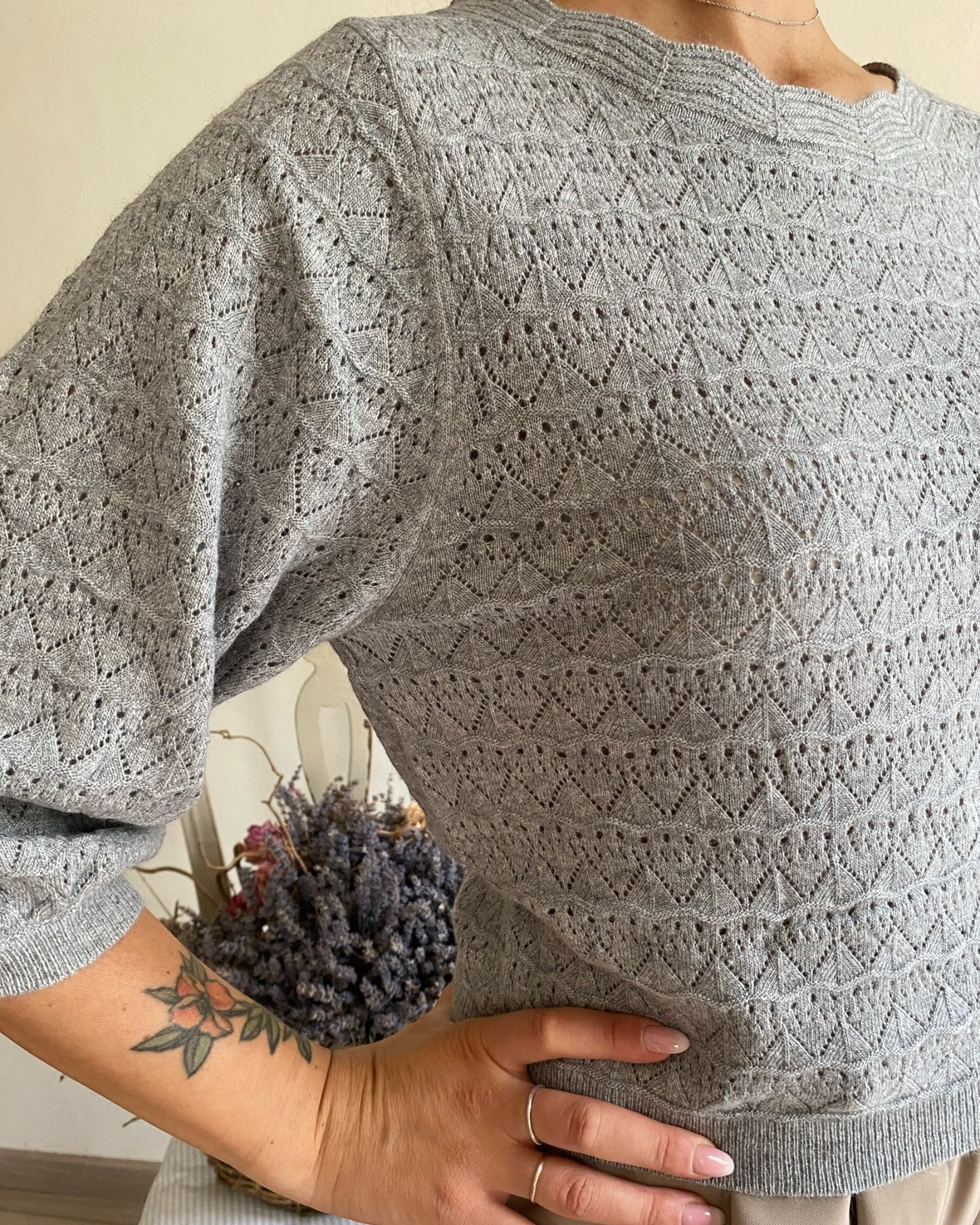 Maglia a scatoletta con manica 3/4 a palloncino art.78333 LOUKA ARTLOVE