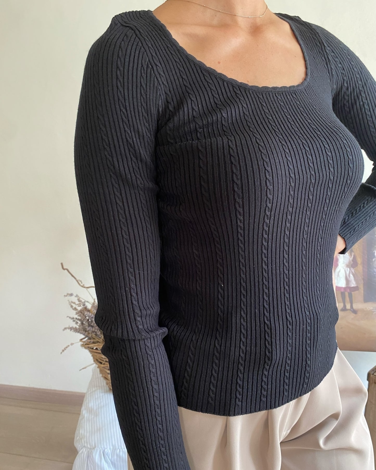 Maglia costine con scollo rotondo art. AURORE ARTLOVE