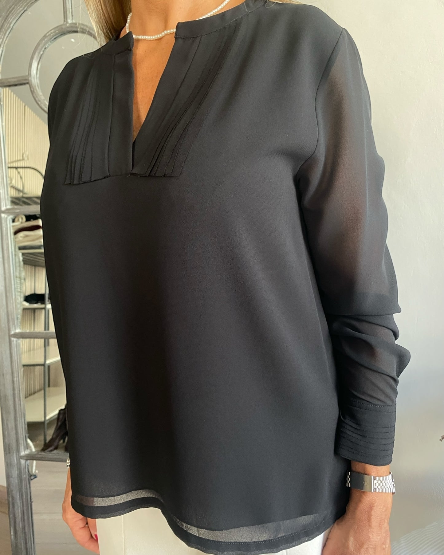 Blusa in georgette art. L14YBF BURUNDI Lola by SANDRO FERRONE