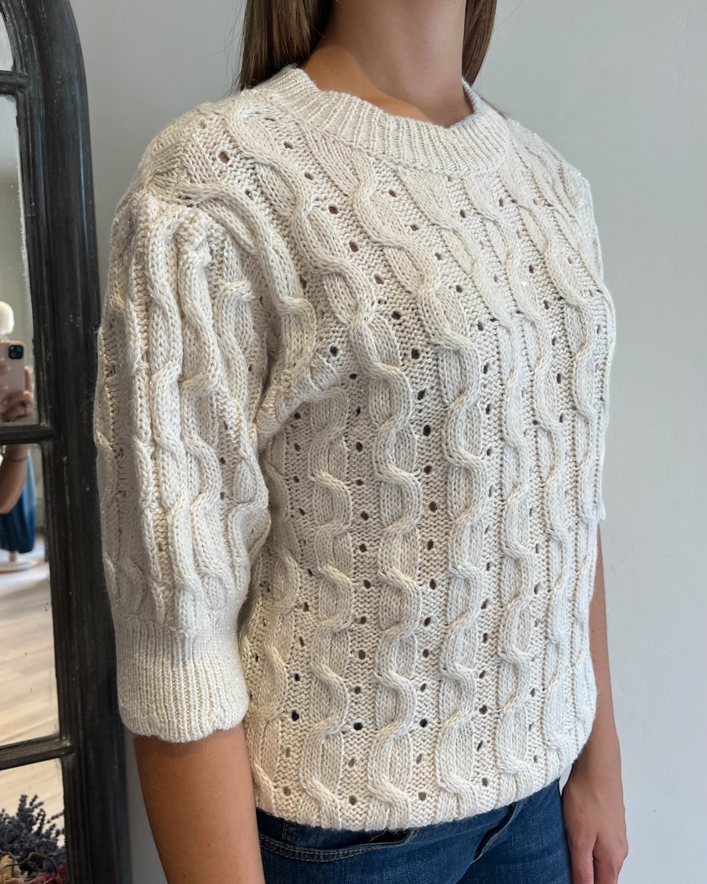 Maglia trecce lurex manica corta art. D80172 MOTEL