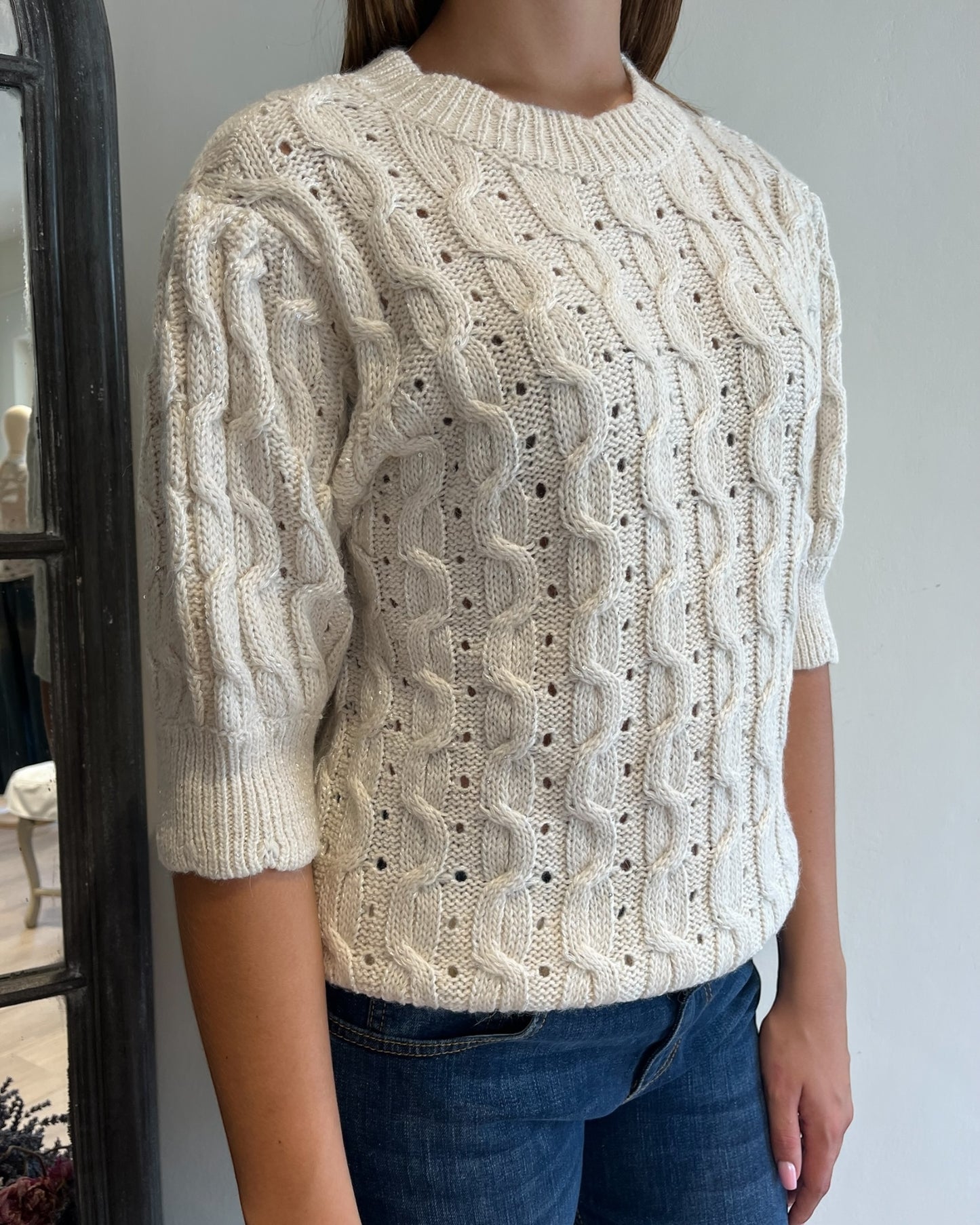 Maglia trecce lurex manica corta art. D80172 MOTEL