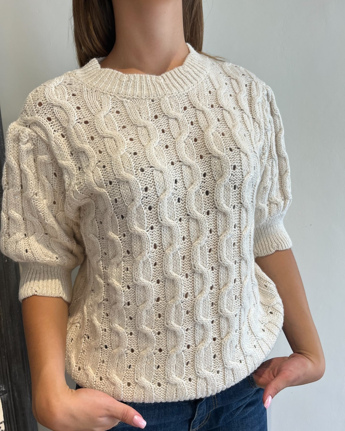 Maglia trecce lurex manica corta art. D80172 MOTEL