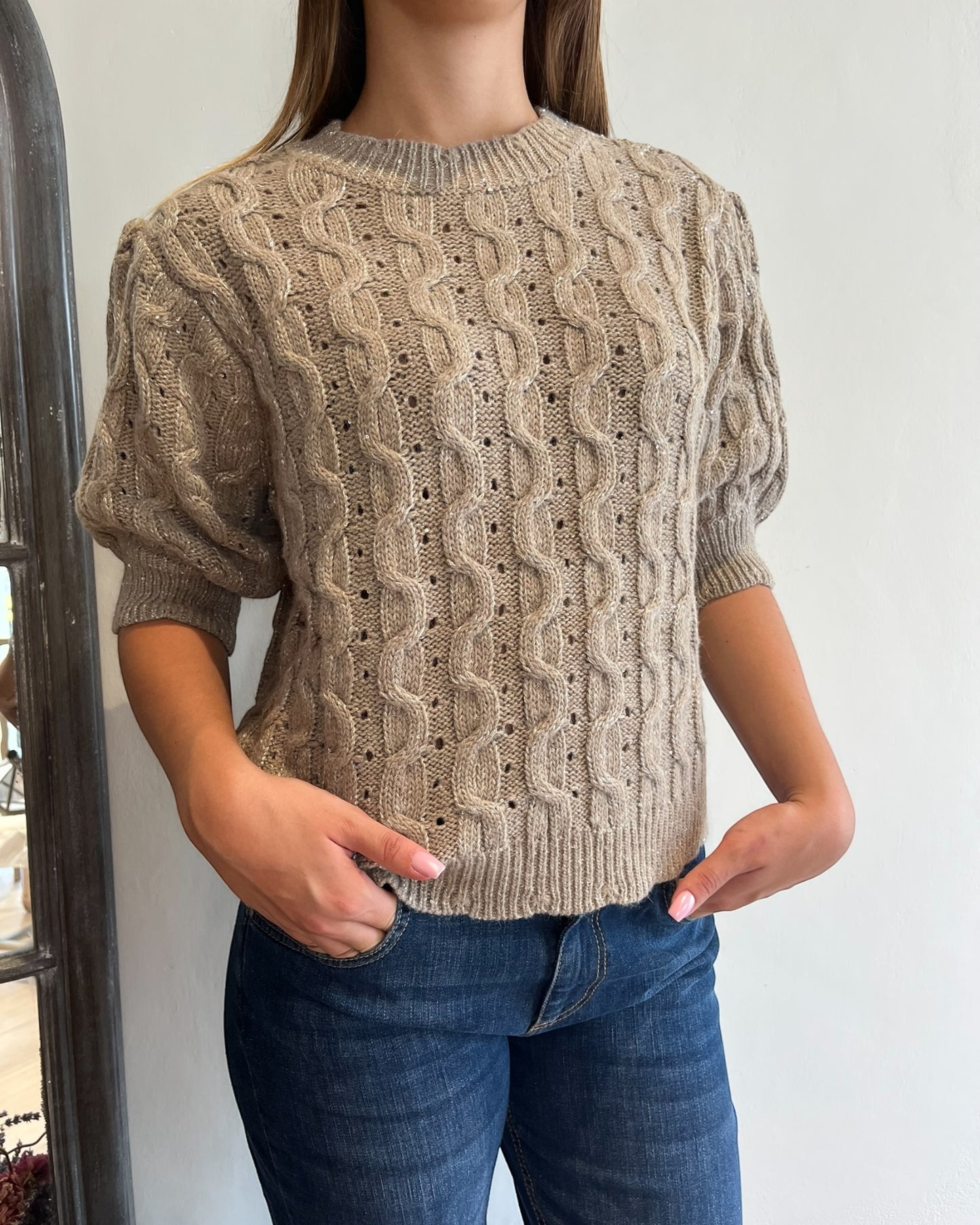 Maglia trecce lurex manica corta art. D80172 MOTEL