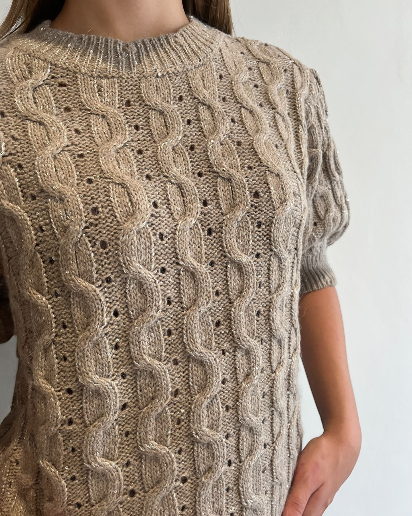 Maglia trecce lurex manica corta art. D80172 MOTEL