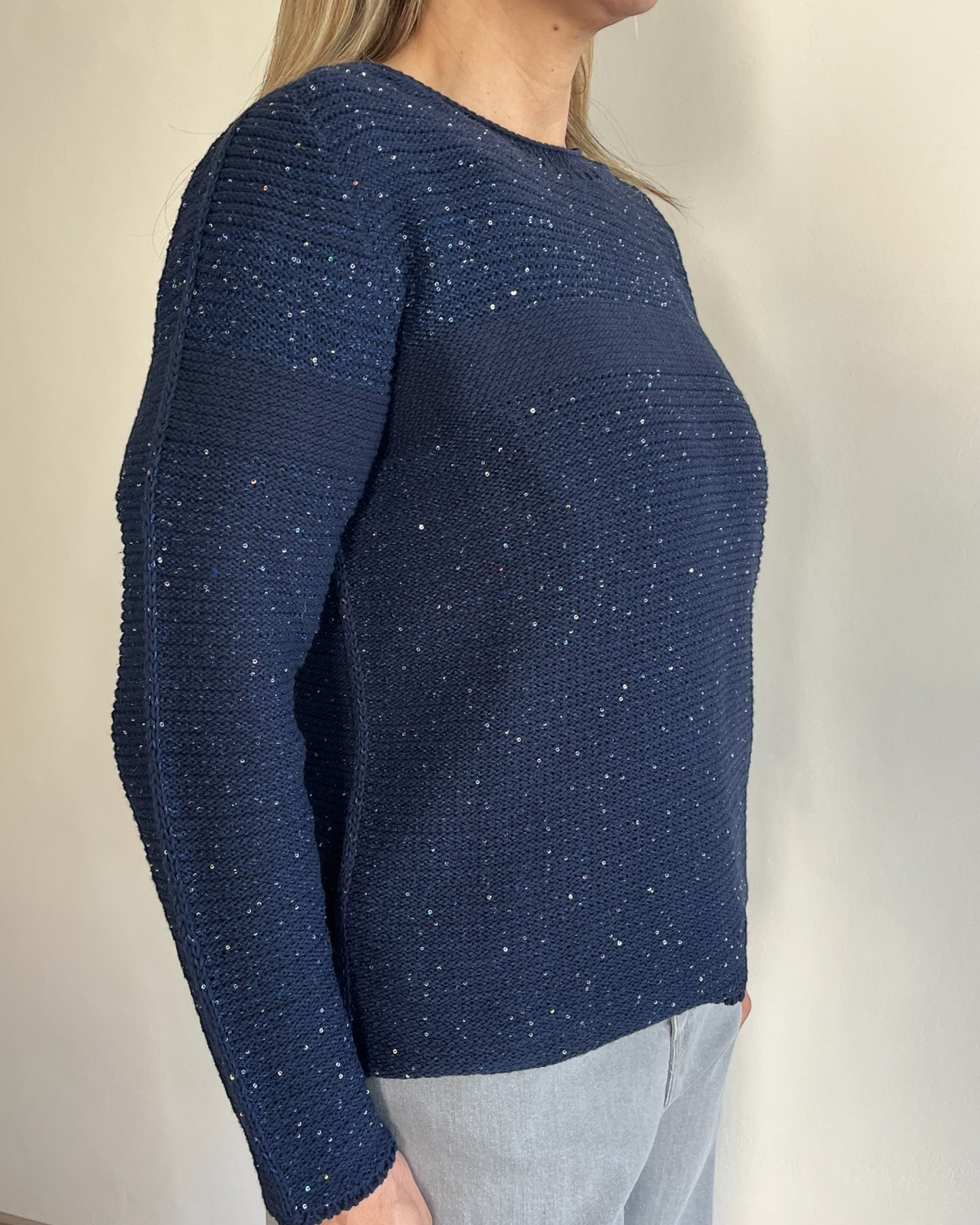 Maglia girocollo mini paillettes art. 53022 AMARYNTH