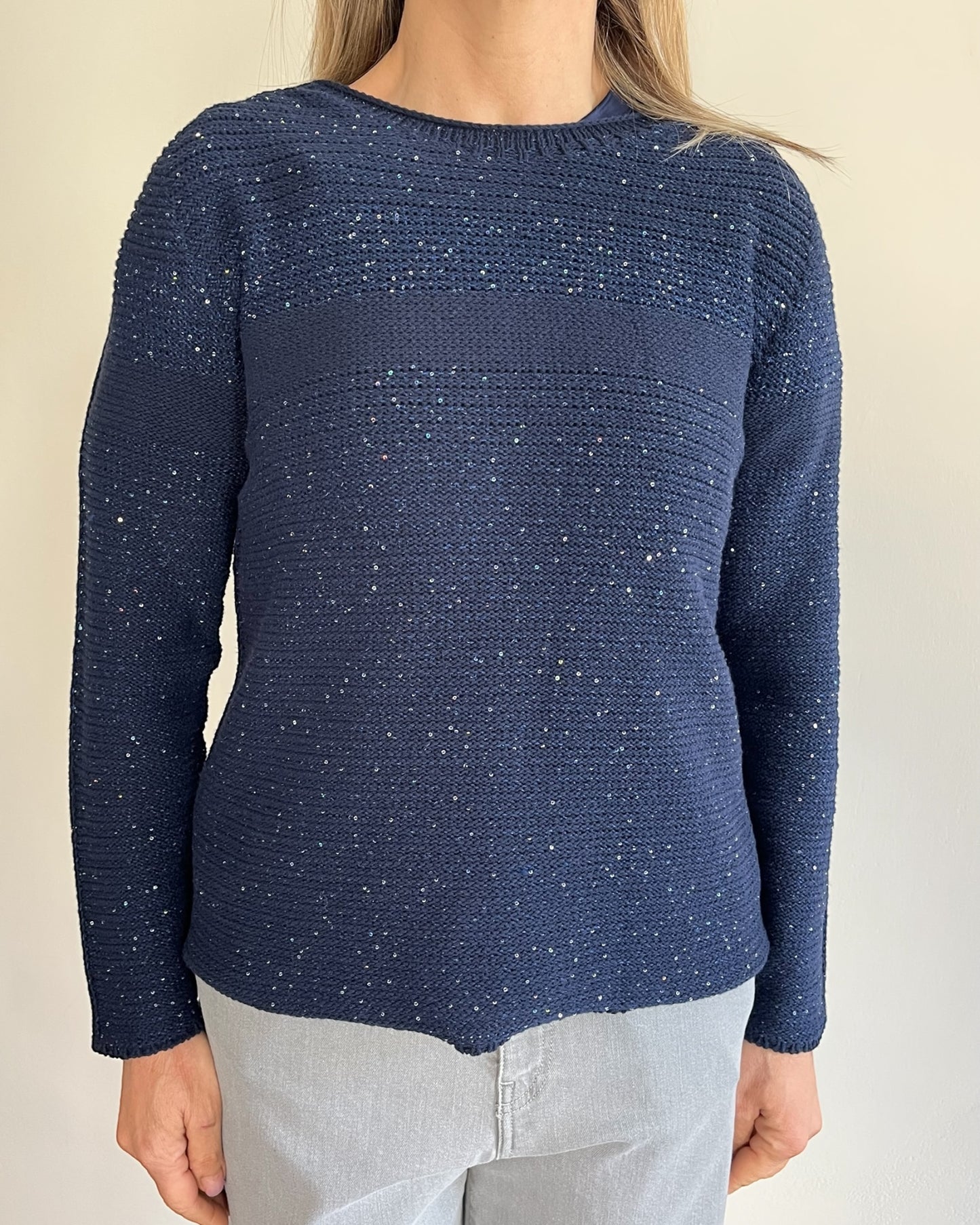 Maglia girocollo mini paillettes art. 53022 AMARYNTH