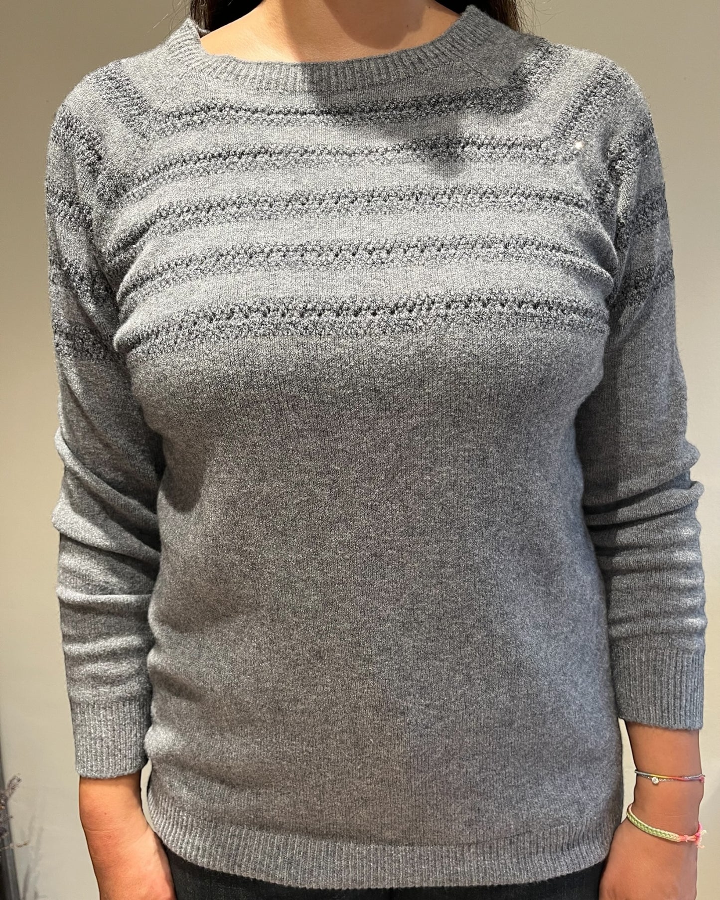 Maglia scollo barca con paillettes art.L129YBF ADONIS Lola di Sandro ferrone