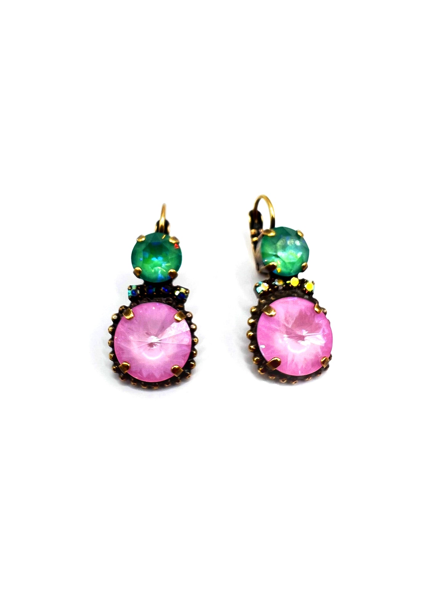 Orecchini con cristalli verde smeraldo e rosa DIMITRIADIS