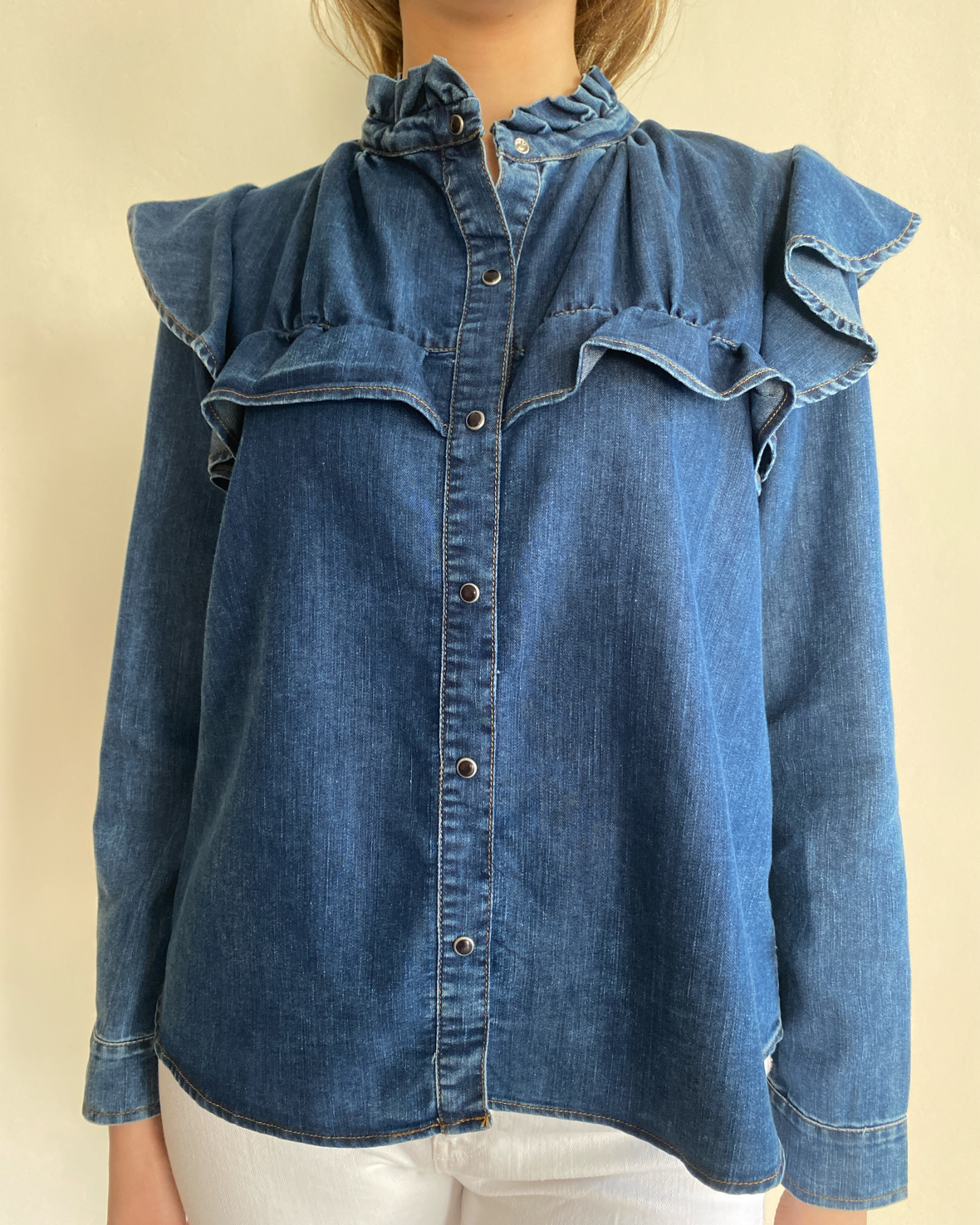 Camicia jeans rouches art. DB5150  VICOLO