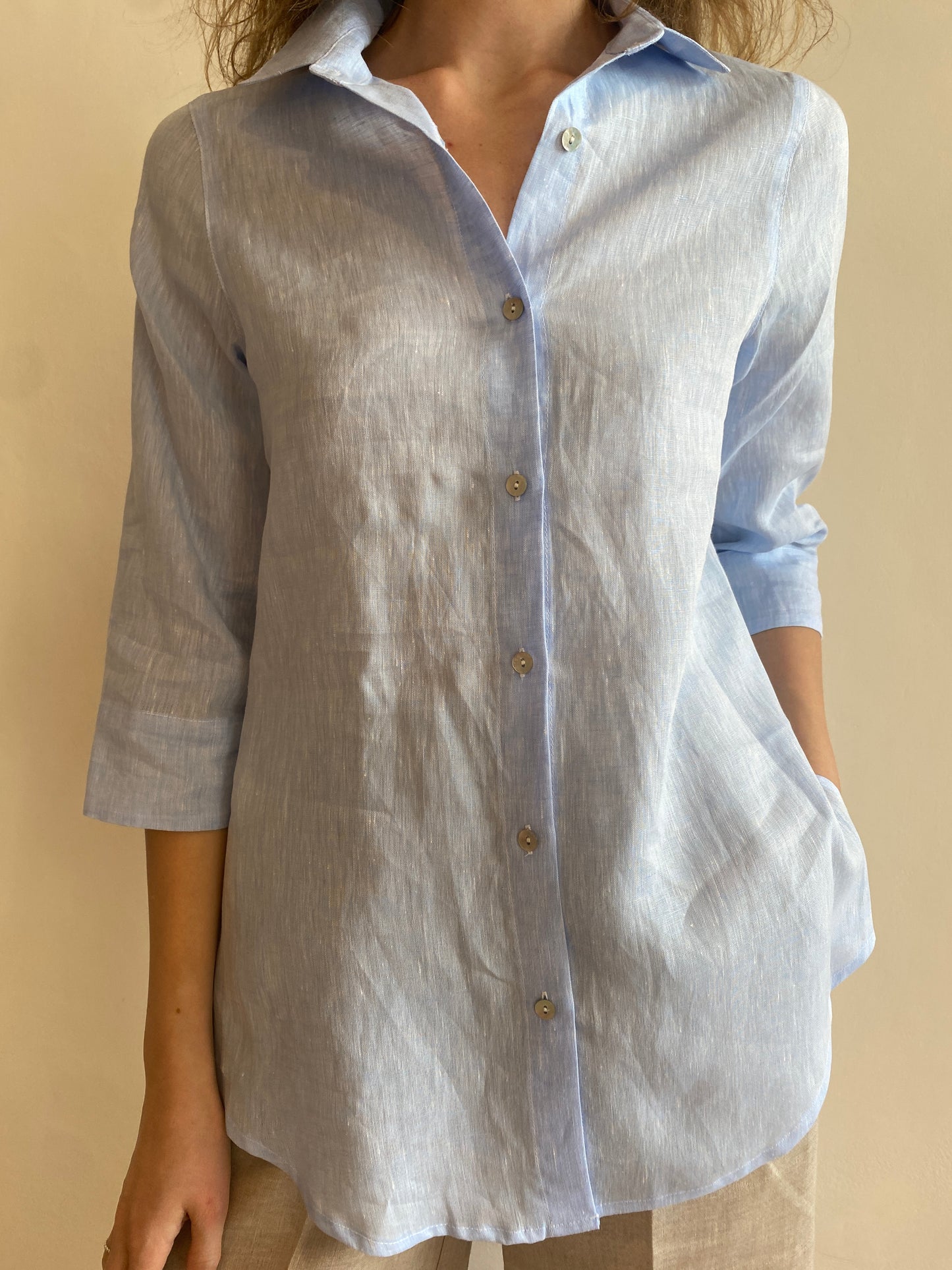 Camicia in lino manica 3/4 art. Giulia CENTO LINO