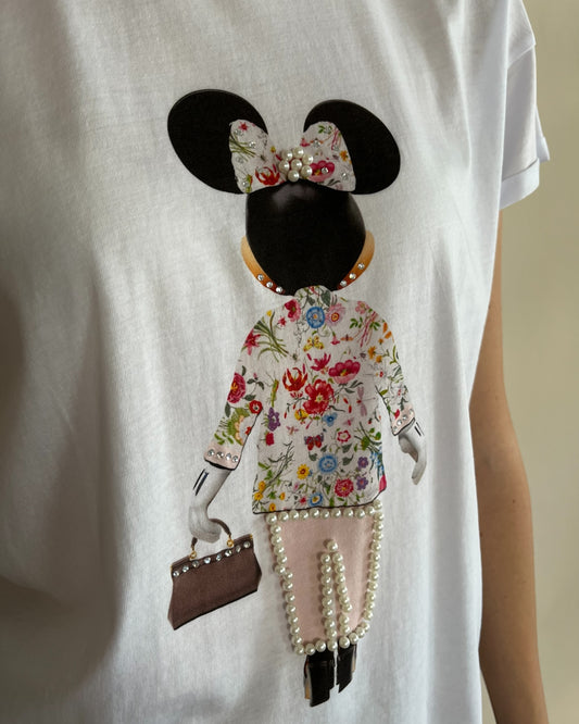 T-Shirt Minnie con perle art. 24M2264  TENSIONE IN