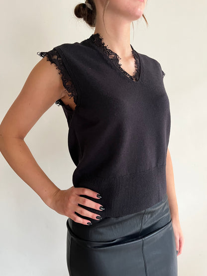 Gilet in maglia con inserti in pizzo art. WF8664 Tensione In