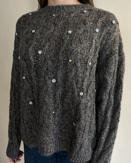 Maglia trecce con lurex e brillanti art. 33068F VICOLO