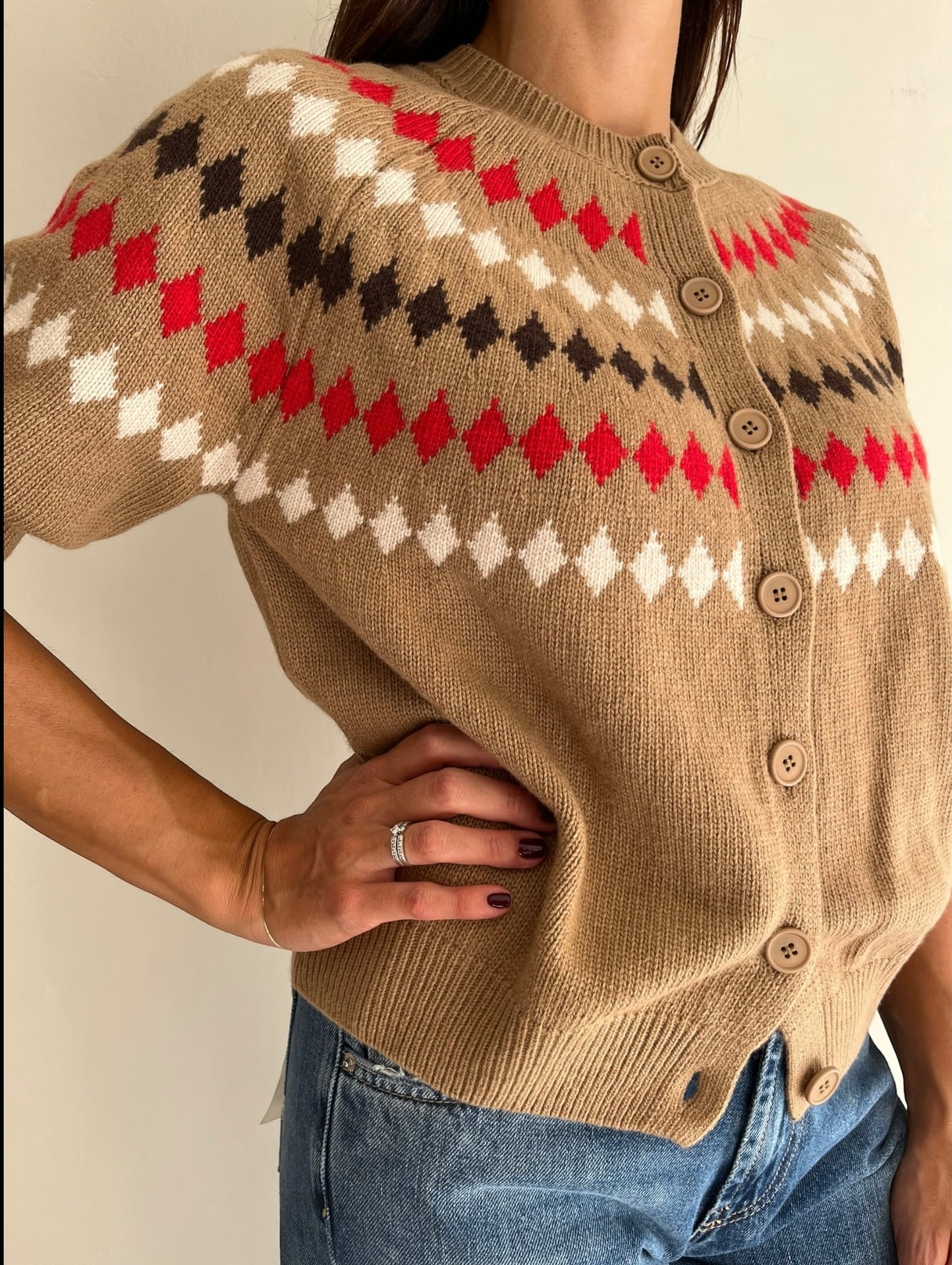 Cardigan a maniche corte con rombi art. D82445 Tensione In