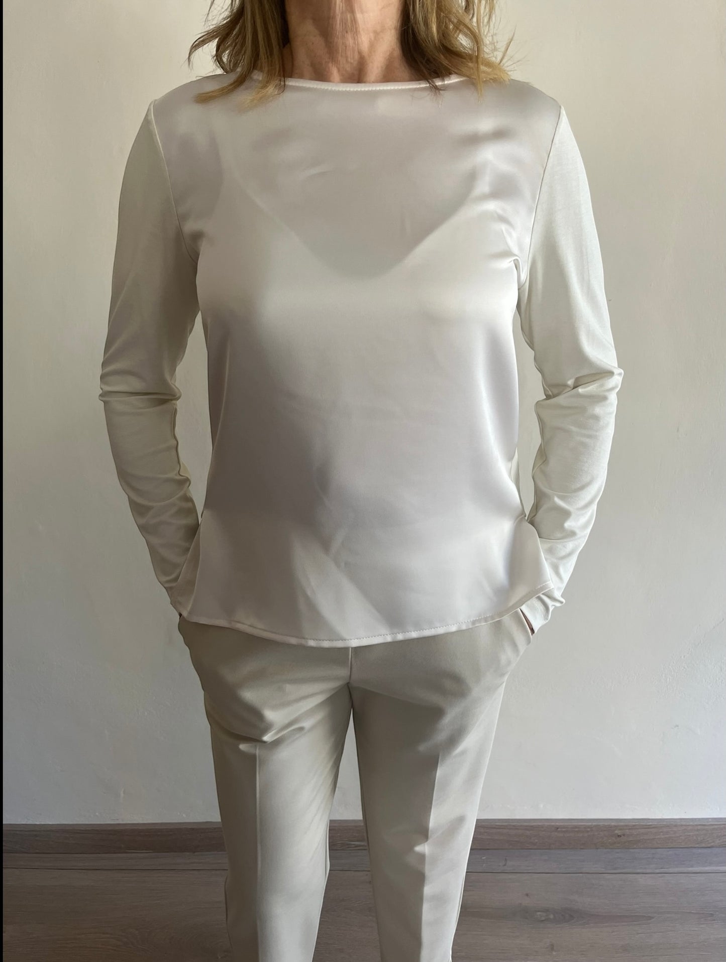 Blusa effetto raso con maniche e retro in jersey art. S7YGMINORI Sandro FERRONE