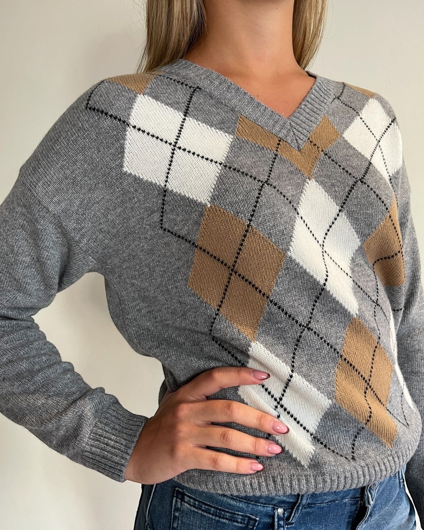 Maglia rombi scollo V art. D82036 TENSIONE IN