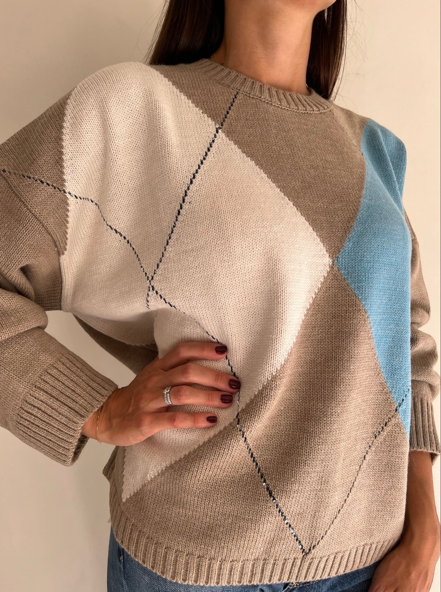 Maglia oversize a rombi art. W6HMJ02A400 Tensione In