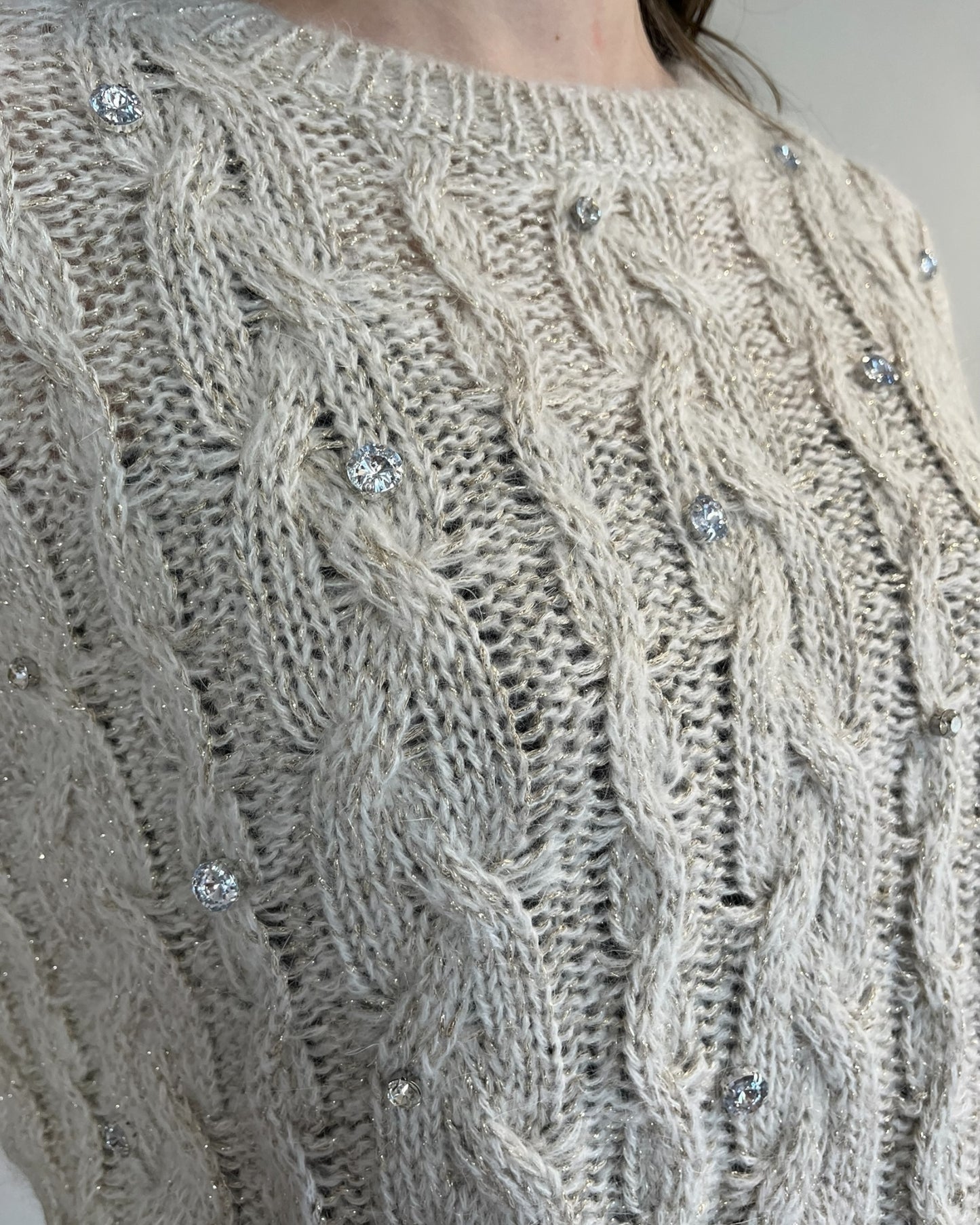 Maglia trecce con lurex e brillanti art. 33068F VICOLO