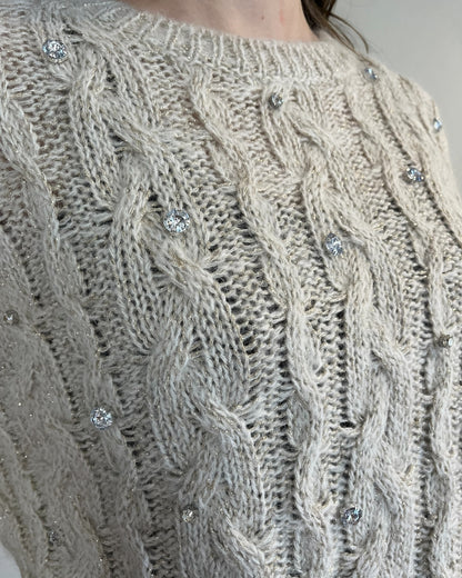 Maglia trecce con lurex e brillanti art. 33068F VICOLO