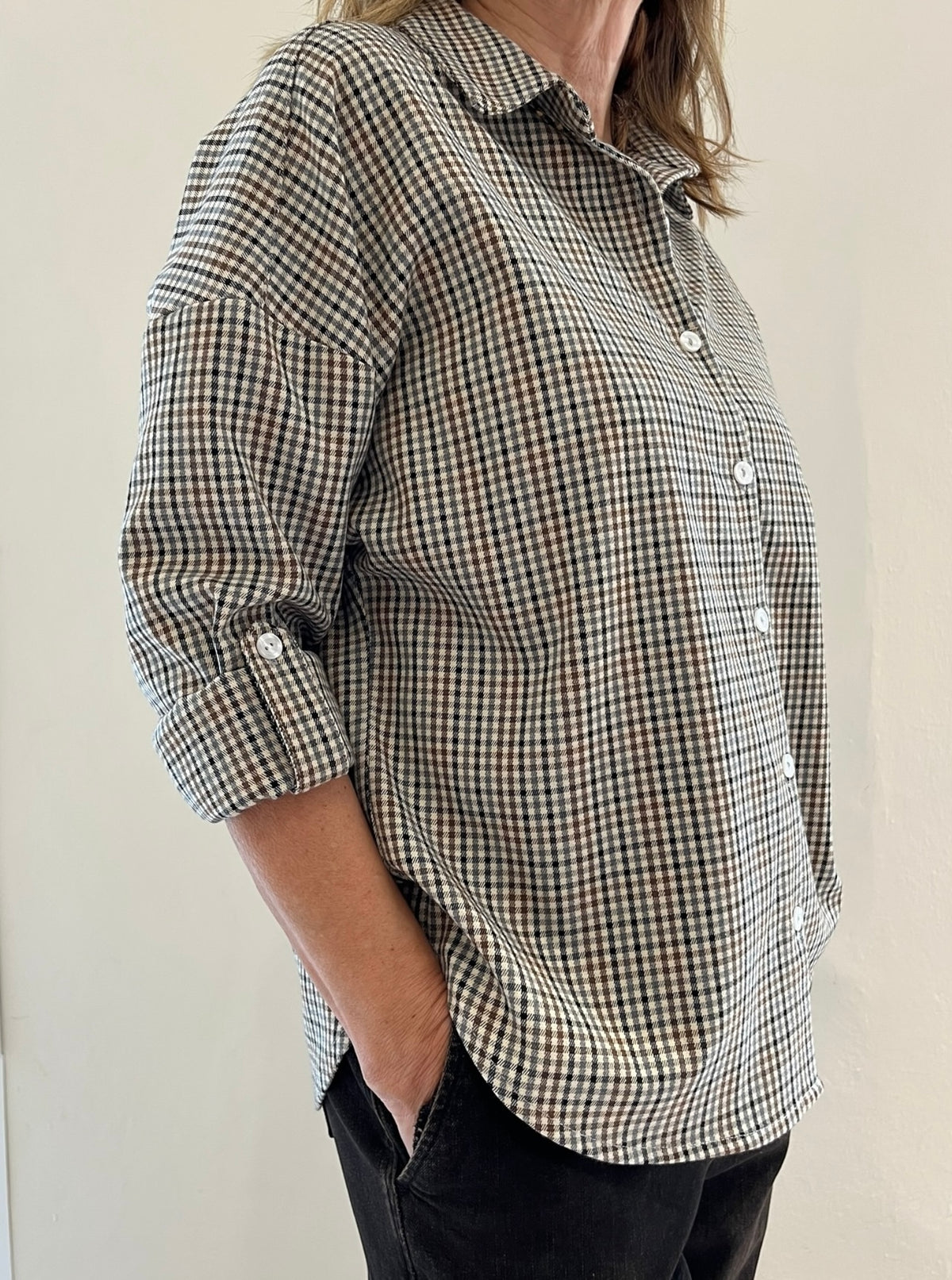 Camicia in fantasia micro-check art. Quaderno Scenario
