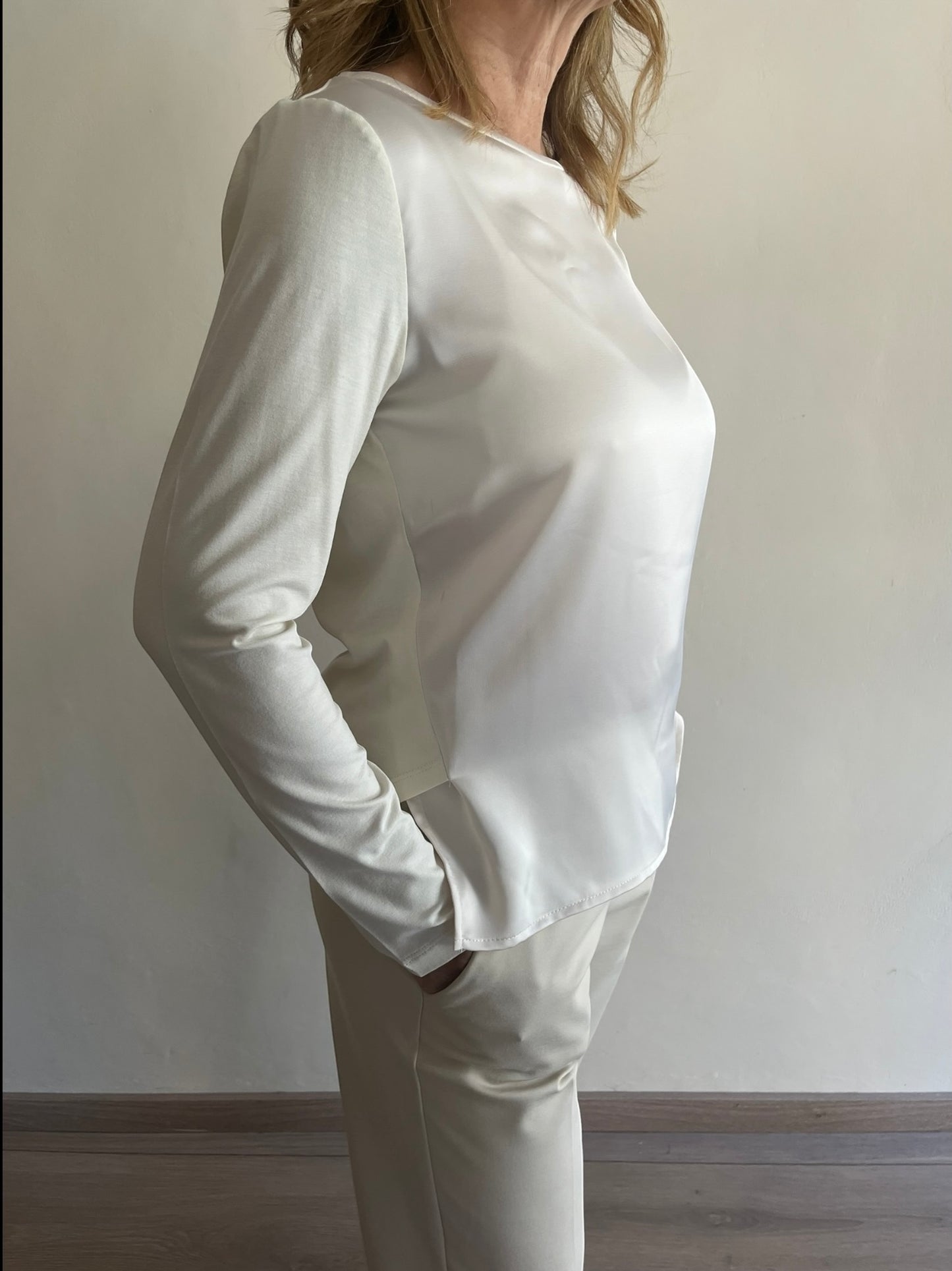 Blusa effetto raso con maniche e retro in jersey art. S7YGMINORI Sandro FERRONE