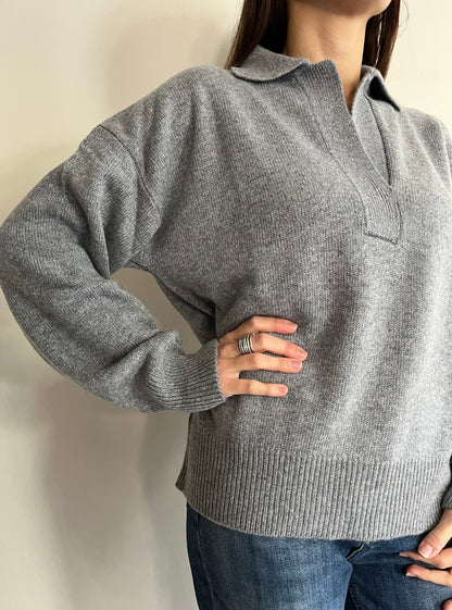 Maglia oversize scollo a V con colletto art.7AC7021 VICOLO