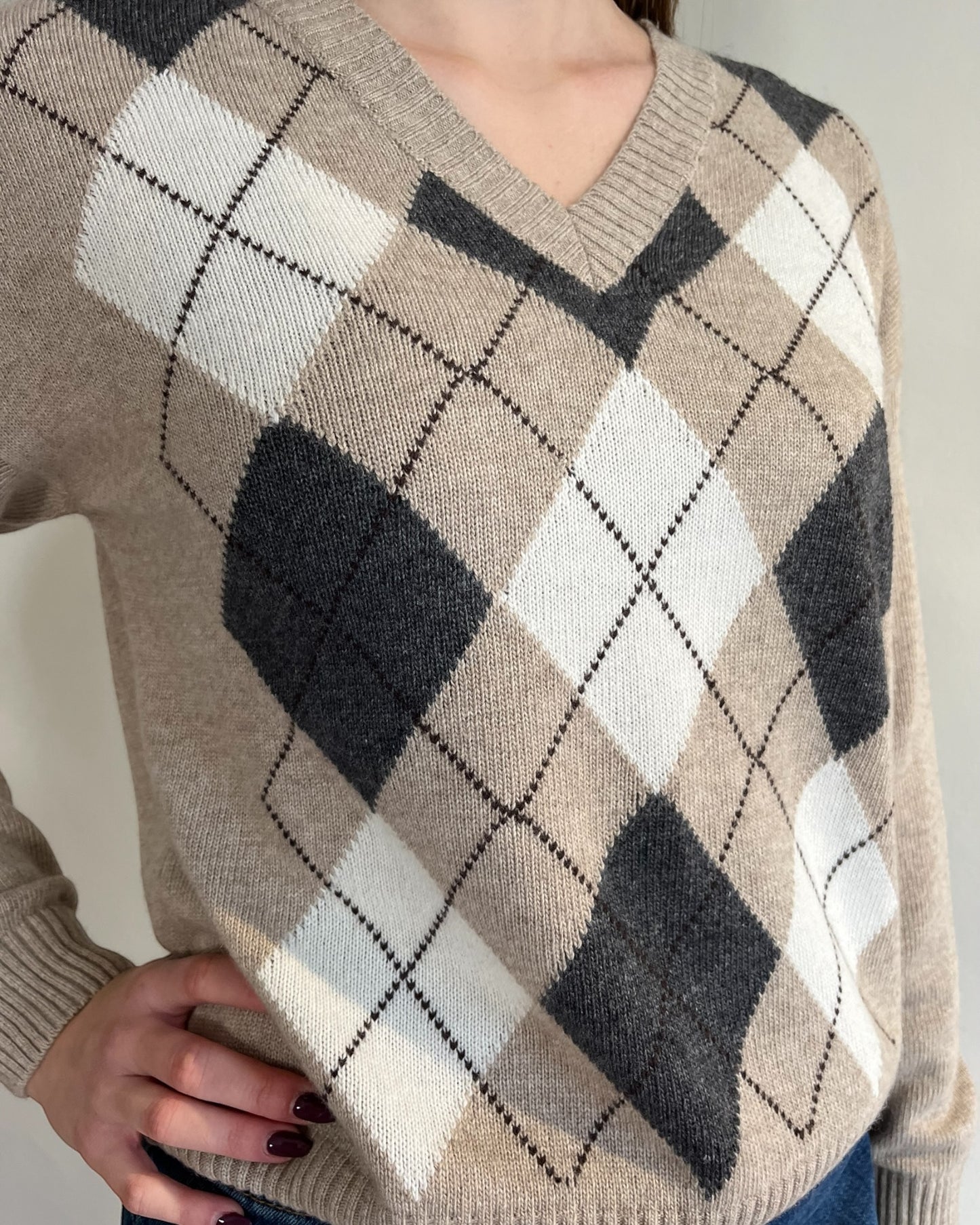 Maglia rombi scollo V art. D82036 TENSIONE IN