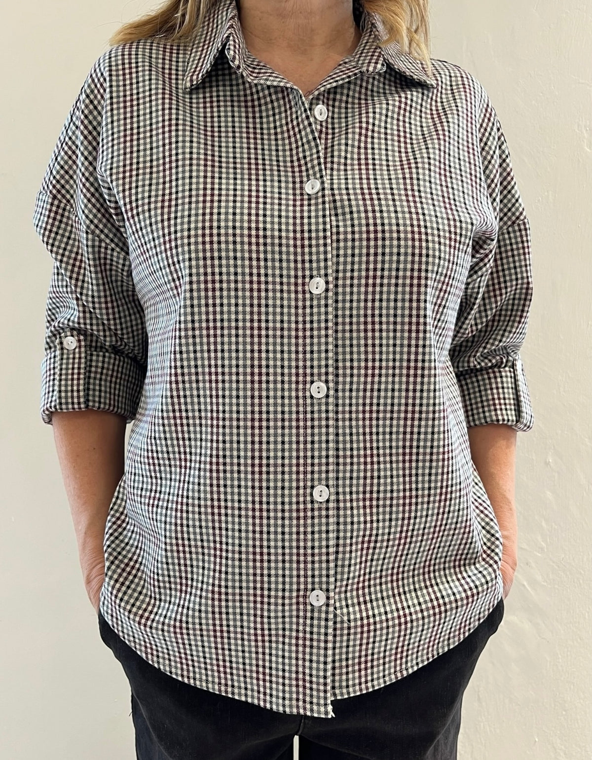 Camicia in fantasia micro-check art. Quaderno Scenario