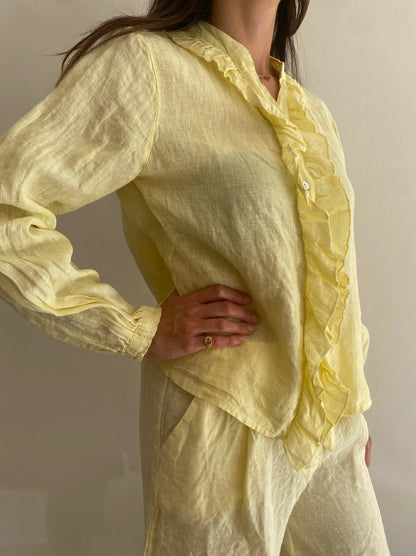Camicia con rouches art.7232 100% Lino CHEAP&CHIC