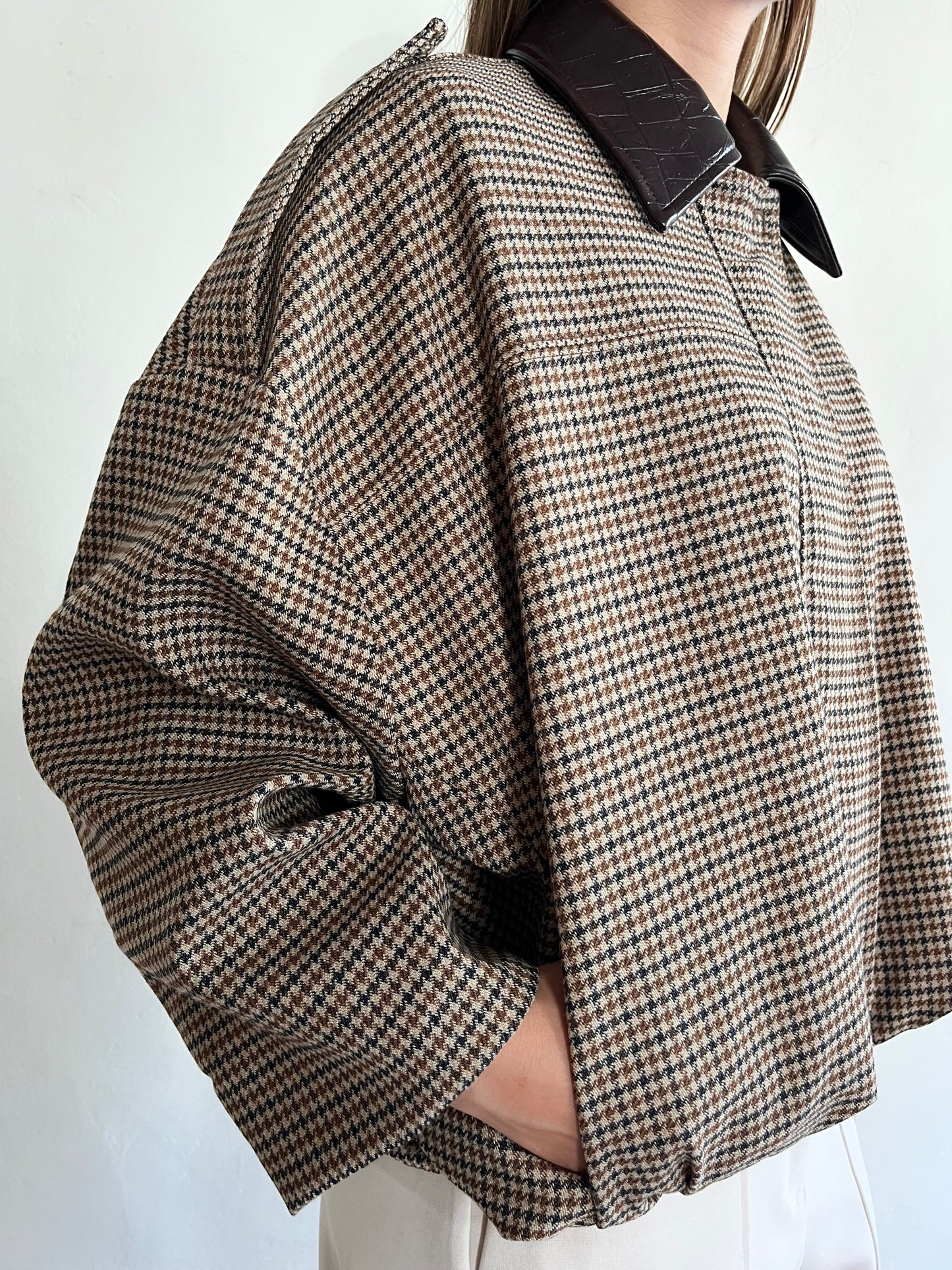 Bomber pied de poule con colletto in ecopelle art. VHT8MEH Imperial