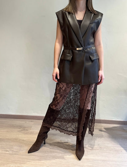 Gilet ecopelle con cintura art. LC95KGJC IMPERIAL