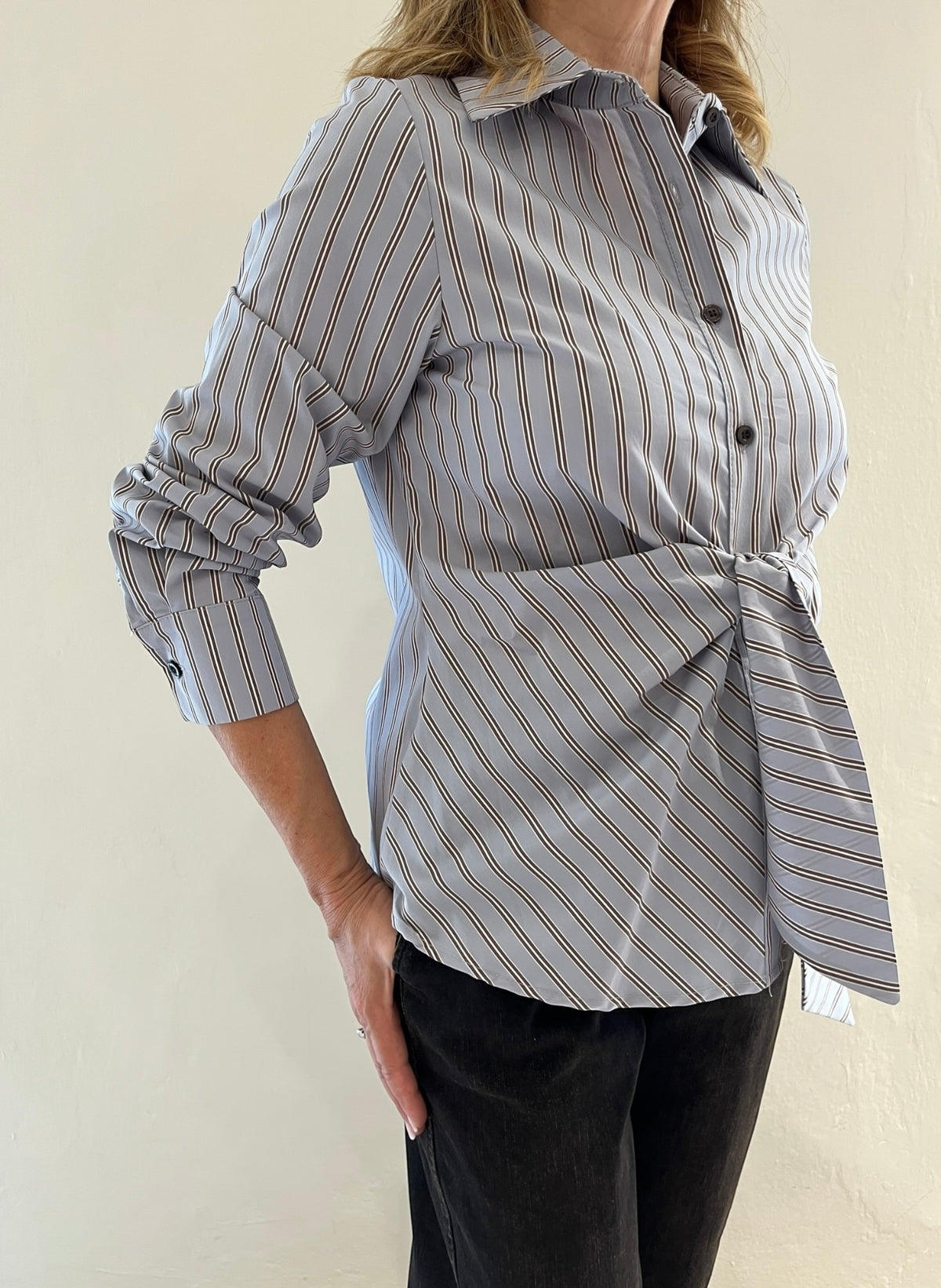 Camicia gessata con fiocco art. 1910 Lazzerini Tiziana
