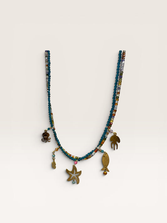 Collana con doppia fila di cristalli e charm BARBARA BURGIO
